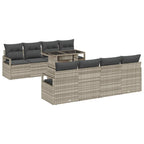 Gartensofa-set mit Speicher 9 pcs Hellgrau Poly-Rattan