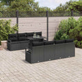 Gartensofa-set mit Speicher 9 pcs Schwarz Poly-Rattan