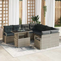 Garten-Sofa-Set mit Kissen 9 pcs Hellgrau Poly-Rattan