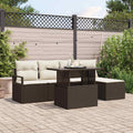 Garten-Sofa-Set mit Kissen 6 pcs Braun und Creme
