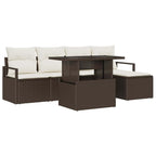 Garten-Sofa-Set mit Kissen 6 pcs Braun und Creme