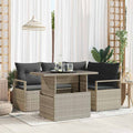 Garten-Sofa-Set mit Kissen 5 pcs Hellgrau Poly-Rattan