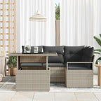 Garten-Sofa-Set mit Kissen 5 pcs Hellgrau Poly-Rattan