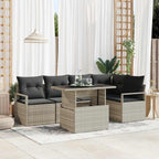 Garten-Sofa-Set mit Kissen 6 pcs Hellgrau Poly-Rattan
