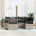 Garten-Sofa-Set mit Kissen 6 pcs Hellgrau Poly-Rattan