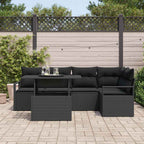 Garten-Sofa-Set mit Kissen 6 pcs Schwarz Poly-Rattan