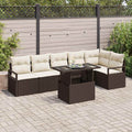 Garten-Sofa-Set mit Kissen 7 pcs Braun Poly Rattan