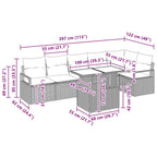 Garten-Sofa-Set mit Kissen 7 pcs Braun Poly Rattan