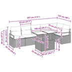 Gartensofa-set mit Kissen 7 pcs Grau und Marineblau Poly-Rattan
