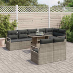 Garten-Sofa-Set mit Kissen 9 pcs Grau Poly-Rattan