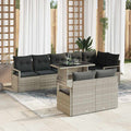 Garten-Sofa-Set mit Kissen 9 pcs Hellgrau Poly-Rattan