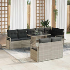 Garten-Sofa-Set mit Kissen 9 pcs Hellgrau Poly-Rattan