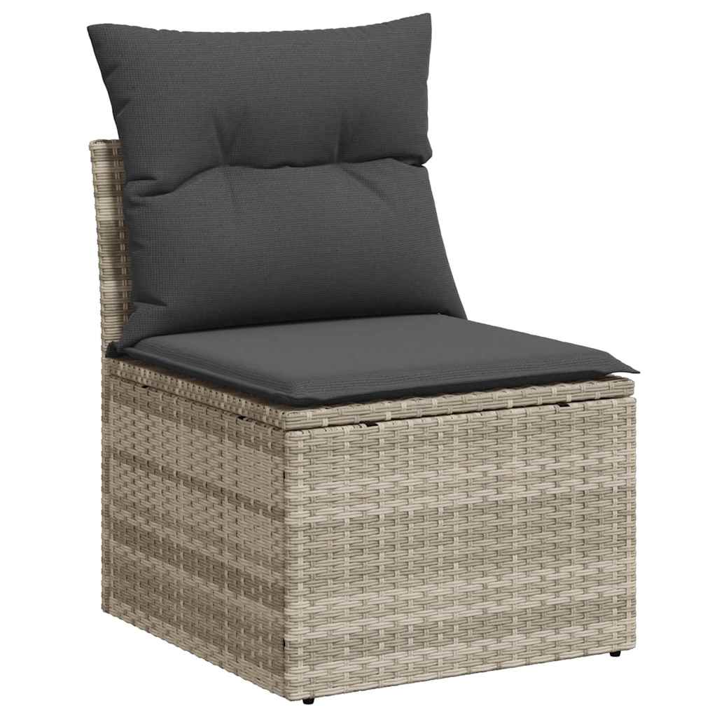 Garten-Sofa-Set mit Kissen 9 pcs Hellgrau Poly-Rattan