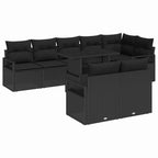Gartensofa-set 9 pcs 8-Sitzanzahl Schwarz Poly-Rattan