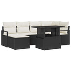 Garten-Sofa-Set mit Kissen 7 pcs Schwarz und Creme