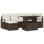 Garten-Sofa-Set mit Kissen 7 pcs Braun und Creme