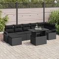 Gartensofa-set mit Speicher 8 pcs Schwarz Poly-Rattan