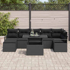 Gartensofa-set mit Speicher 8 pcs Schwarz Poly-Rattan