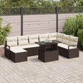 Garten-Sofa-Set mit Kissen 9 pcs Braun und Creme