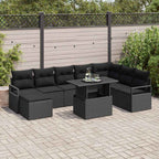 Garten-Sofa-Set mit Kissen 9 pcs Schwarz