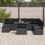 Garten-Sofa-Set mit Kissen 9 pcs Schwarz