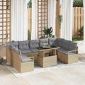 Garten-Sofa-Set 10 pcs Beige und Hellgrau Poly-Rattan