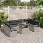 Garten-Sofa-Set mit Kissen 10 pcs Hellgrau Poly-Rattan