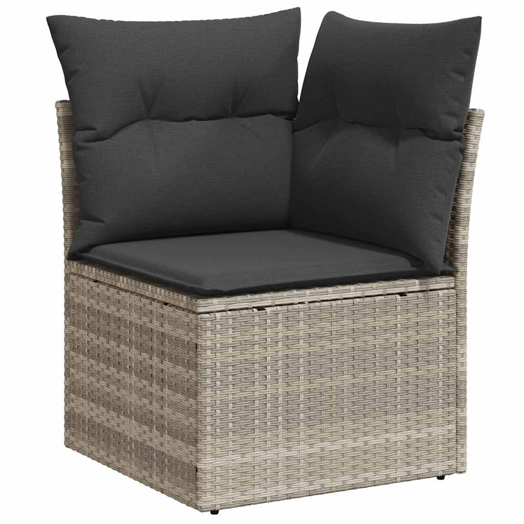 Garten-Sofa-Set mit Kissen 10 pcs Hellgrau Poly-Rattan