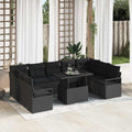 Garten-Sofa-Set mit Kissen 10 pcs Schwarz Poly-Rattan