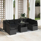 Garten-Sofa-Set mit Kissen 10 pcs Schwarz Poly-Rattan