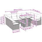 Gartensofa-set mit Speicher 10 pcs Braun und Rot Poly Rattan