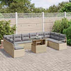 Garten-Sofa-Set 11 pcs Beige und Hellgrau Poly-Rattan