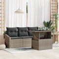 Garten-Sofa-Set mit Kissen 5 pcs Grau Poly-Rattan