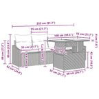 Garten-Sofa-Set mit Kissen 5 pcs Hellgrau Poly-Rattan