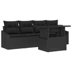 Garten-Sofa-Set mit Kissen 5 pcs Schwarz Poly-Rattan