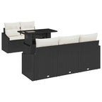 Garten-Sofa-Set mit Kissen 6 pcs Schwarz und Creme Poly-Rattan