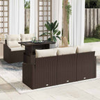 Garten-Sofa-Set mit Kissen 6 pcs Braun und Creme Poly-Rattan