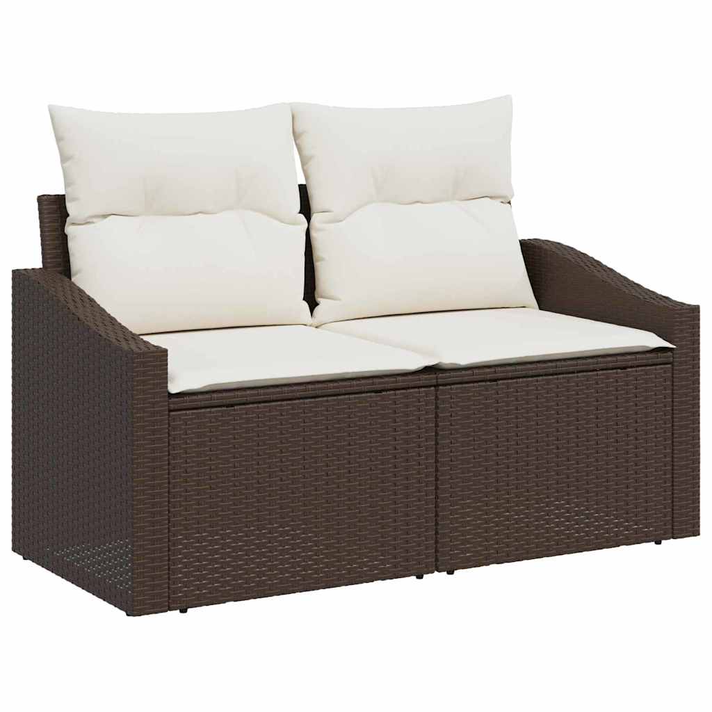 Garten-Sofa-Set mit Kissen 6 pcs Braun und Creme Poly-Rattan