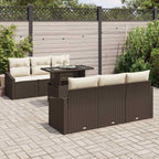 Garten-Sofa-Set mit Kissen 7 pcs Braun und Creme Poly-Rattan