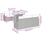 Garten-Sofa-Set mit Kissen 7 pcs Braun und Creme Poly-Rattan