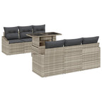 Garten-Sofa-Set mit Kissen 7 pcs Hellgrau Poly-Rattan