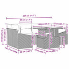 Gartensofa-set mit Speicher 7 pcs Hellgrau Poly-Rattan