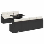Gartensofa-set mit Kissen 8 pcs Schwarz und Creme Poly-Rattan