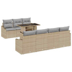 Gartensofa-set mit Kissen 8 pcs Beige und Hellgrau Poly-Rattan