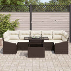 Garten-Sofa-Set mit Kissen 8 pcs Braun und Creme Poly-Rattan