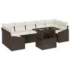 Garten-Sofa-Set mit Kissen 8 pcs Braun und Creme Poly-Rattan