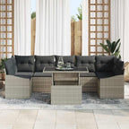 Garten-Sofa-Set mit Kissen 8 pcs Hellgrau Poly-Rattan
