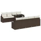 Gartensofa-set mit Kissen 7 pcs Braun und Creme Poly-Rattan