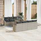 Garten-Sofa-Set mit Kissen 7 pcs Hellgrau Poly-Rattan