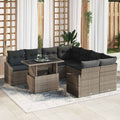 Gartensofa-set mit Kissen 9 pcs Grau Poly-Rattan